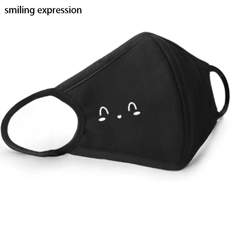 1 шт хлопок Пылезащитная маска для лица Черный Анти-пыль хлопок милый 3D стерео узор женщины мужчины муфельные маски со ртом для лица - Цвет: smiling expression
