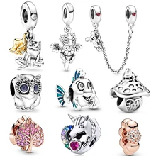 2 шт серебряный дракон Сова Лягушка Листья Шарм Подвеска из бисера fit Pandora Подвески, браслеты, ожерелья для женщин серебро DIY ювелирных изделий