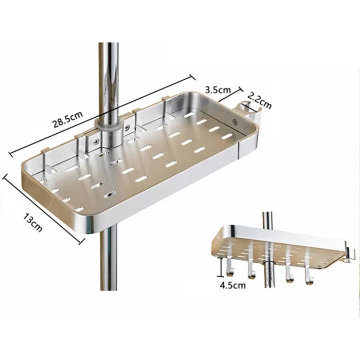 Беспробиваемый лоток ванная комната стойка Алюминиевая душевая трубка лоток полка с крючками J99Store