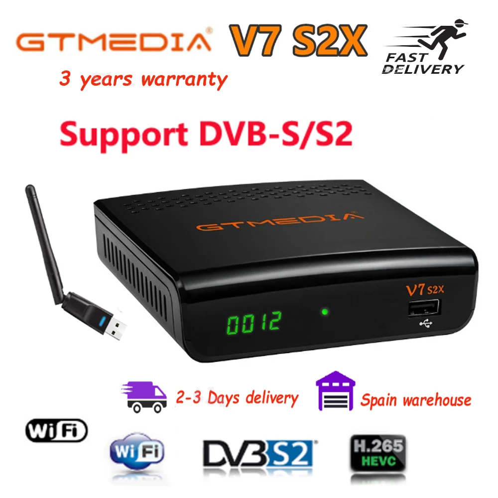 Gtmedia DVB-S2 V7S HD Satellite Decoder 1080P DVB-S2 GT Media V7S HD Enthalten USB Wifi H.265 TV Box, Powered durch v7 Fernbedienung