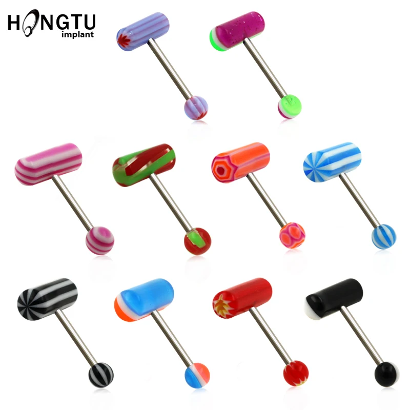 

Capsule Barbell Tongue Ring Acrylic Pill Tongue Piercing Ball Nipple Rings Helix Tragus Lip Piercing Lengua Body Jewelry