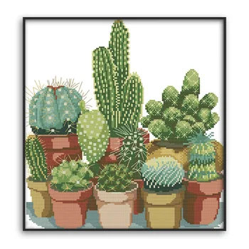 

Cactuses Patterns Counted Cross Stitch 11CT Printed Cross Stitch Sets Embroidery Needlework