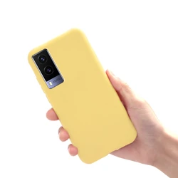 Candy Color Liquid Silicone Soft Back Cover for Vivo V21e 5G (Yellow)