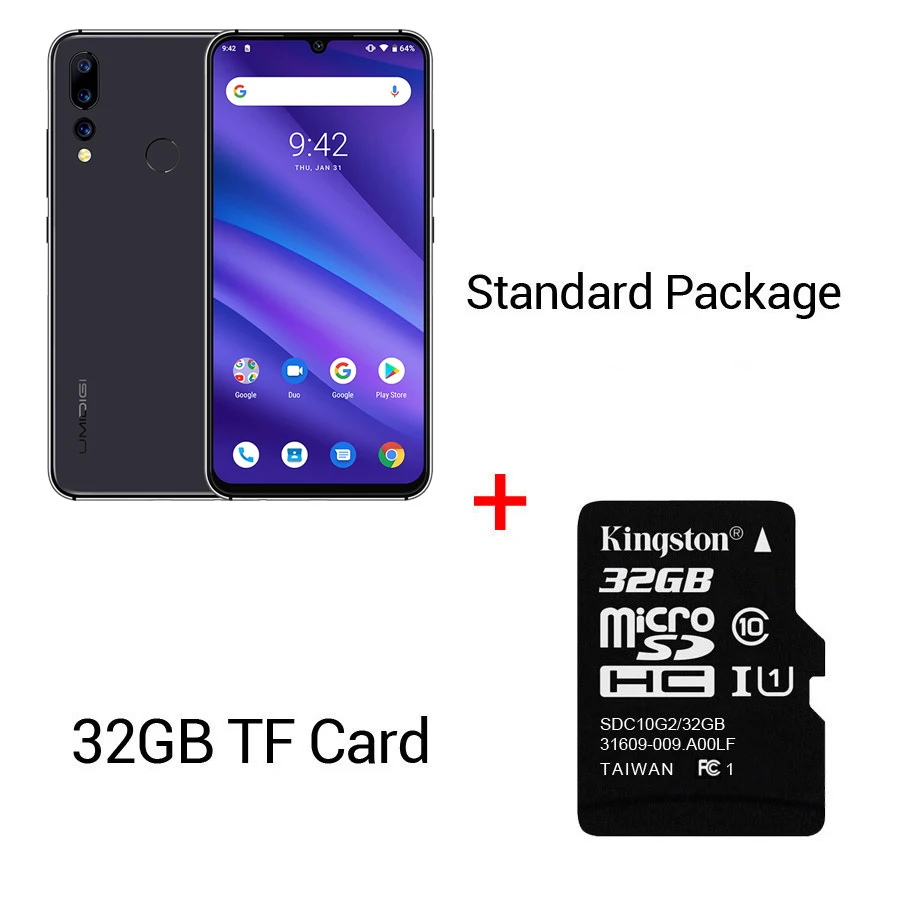 Global Version UMIDIGI A5 PRO Android 9.0 Octa Core 6.3'' FHD+ Waterdrop 16MP Triple Camera 4150mAh 4GB RAM 4G Mobile Phone - Цвет: Grey N 32GB Card