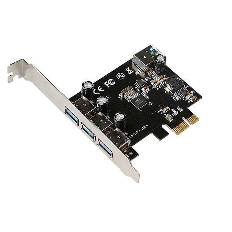 Супер-Скорость 4 Порты и разъёмы USB 3,0 PCI-E PCIe PCI Express карты расширения для настольных компьютеров Прямая поставка