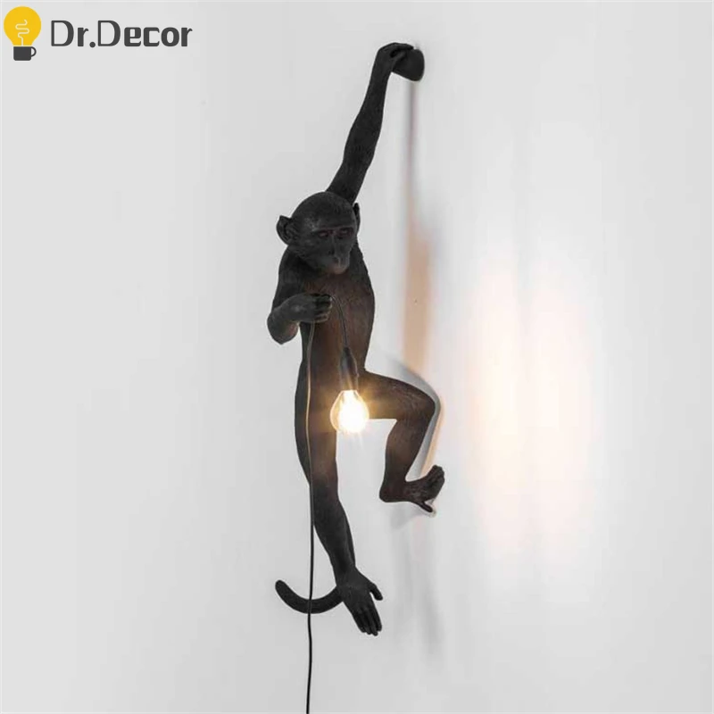 Modern Monkey Lamp E27 LED Wall Lamp Nordic Rope Hanging Lamps Resin Wall Sconce Light Fixtures Indoor Lighting Decor Wall Light