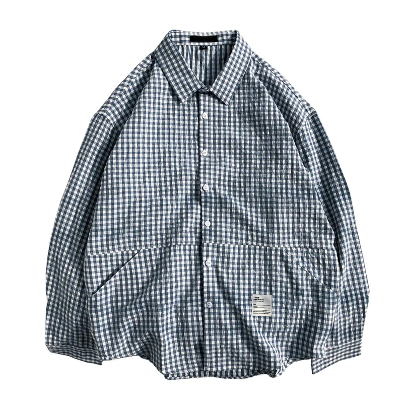 Plaid Shirt Men s Fashion Society Men Shirt Business Casual Shirt Male Streetwear Wild Loose Long 5