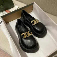 

Black Platform Shoes Women's Loafers Pumps Women's Genuine Leather Footwear Designer Heels Woman Sneakers Party Shoes Ladies