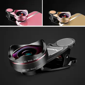 

Mobile phone lens 16mm distortion-free wide-angle macro 2-in-1 4K HD live external camera lens