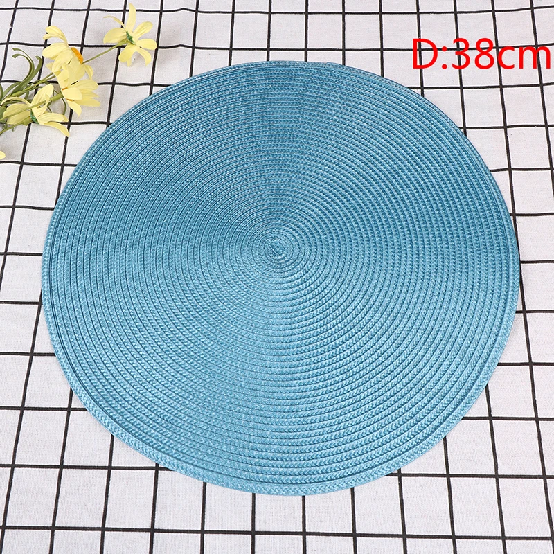 blue 38cm Столовая салфетка, прокладки, круглая ткань, салфетка под приборы настольная Нескользящая теплая прочная подставка, подушка, кухонные вечерние украшения, простой стиль - Цвет: blue 38cm