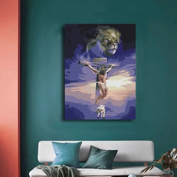 

Jesus on the cross picture colorings pictures by numbers with colors drawing painting by numbers framed Homed Home