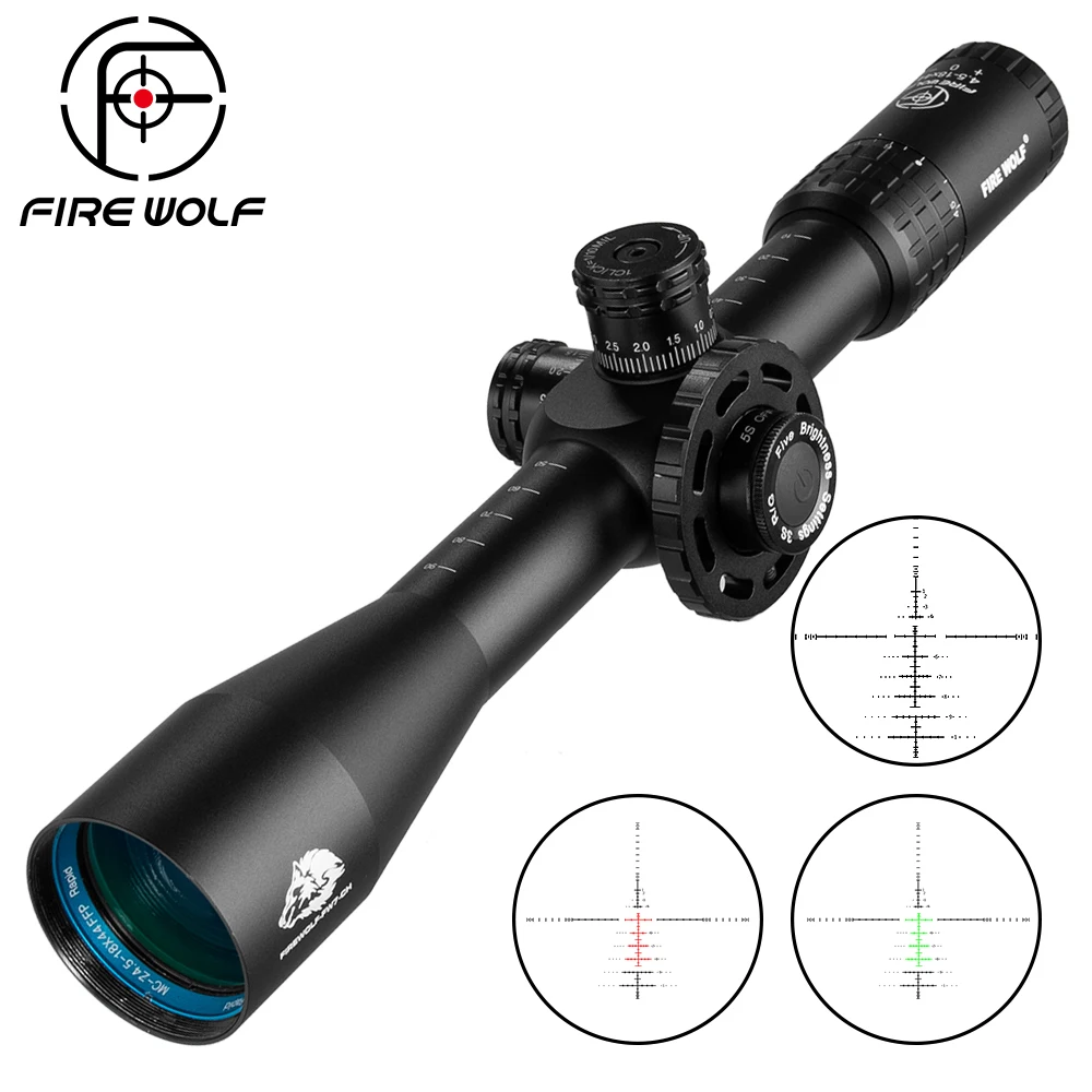 FIRE WOLF 4 5 18X44 FFP тактический оптический прицел Регулируемый красный зеленый охотничий стеклянная сетка