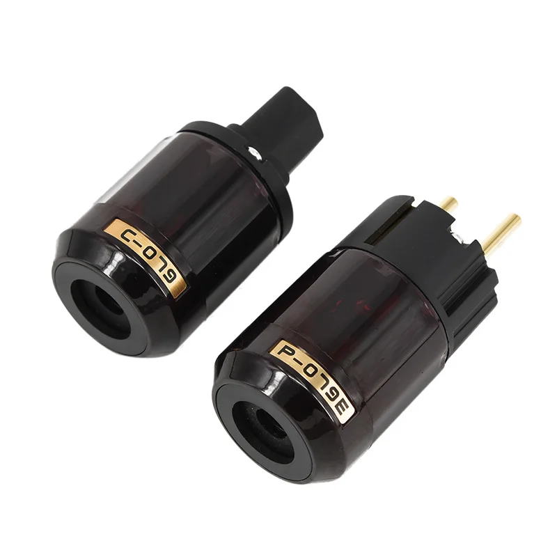 

2Pcs Practical Durable Gold Plated C-079 + P-079e Europe EU Plug IEC Audio Connector New