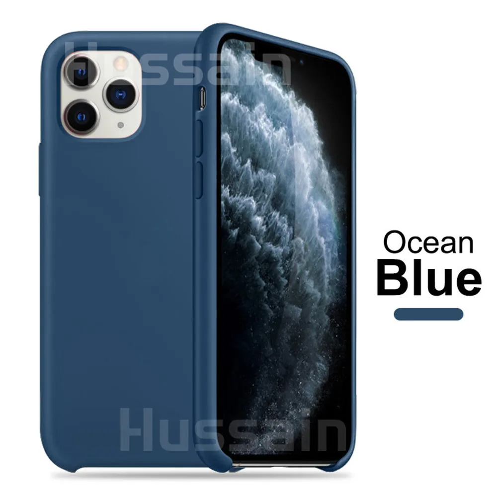 Ocean Blue Роскошный официальный силиконовый чехол для iPhone X Xr 11 Max силиконовый чехол для iPhone 7 8 6 5 5S Plus чехол для Apple крышка-задняя панель с логотипом - Цвет: Ocean Blue
