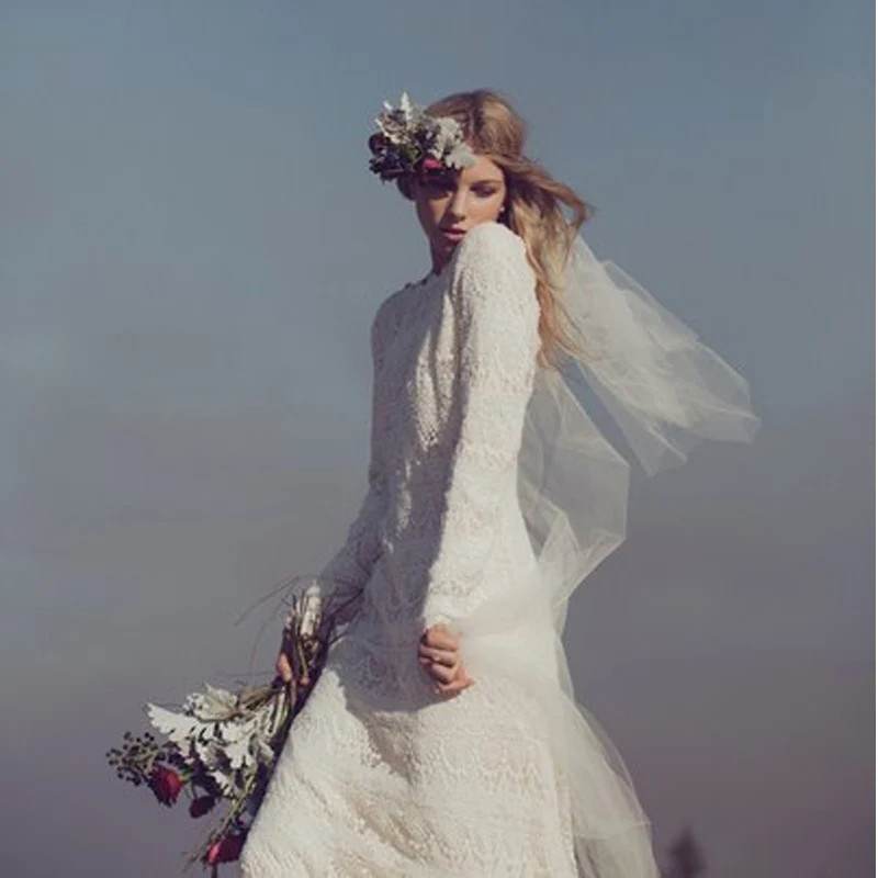 Vestidos настоящая фотография, новинка, кружевное пляжное богемные напольные платья с длинным рукавом, романтичное свадебное платье, платья для матери невесты