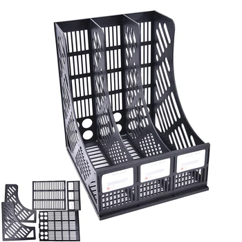 

3 Sections Mesh Files Shelf Desktop File Rack plastic Book Holder Document Tray Organizer Storage Box School Office Supplies
