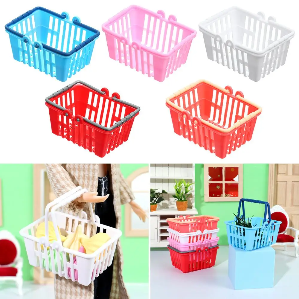 Mini Shopping Basket For Doll House Food Basket Supermarket Shopping Toy Miniature Furniture Model Props Doll Accessories