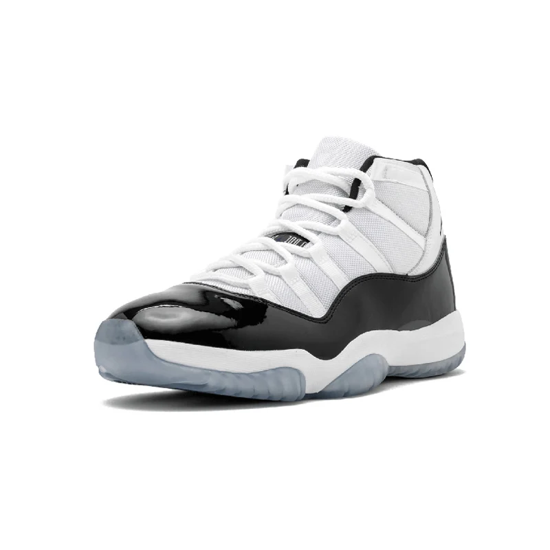 Nike Air Jordan 11 Concord Aj 11 Kang Пряжка баскетбольные кеды для Для мужчин Черный и Белый Реплика с высоким берцем; большие размеры-378037 100