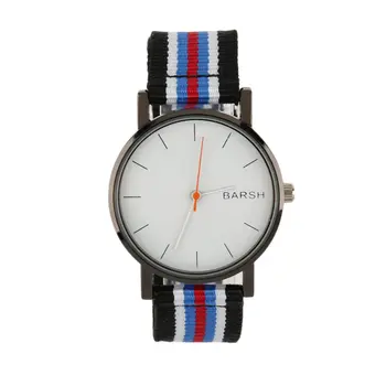 

Fashion Casual Round Quartz Wrist Watch Nylon Colored Stripe Watchband Lovers Watch Relogio Masculino New Hot Selling