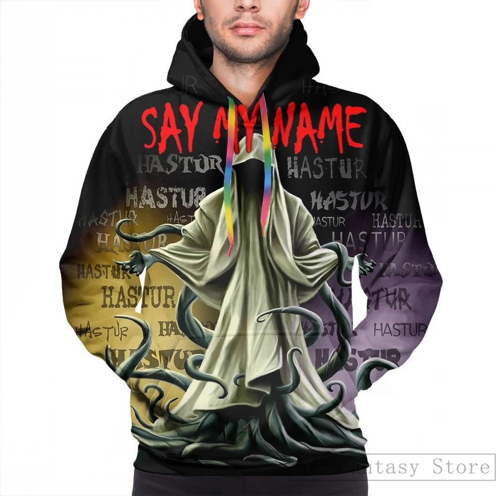 Мужские толстовки, свитшоты для женщин с забавным принтом Hastur Say My Name Повседневная Толстовка с капюшоном