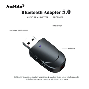

kebidu Bluetooth Transmitter Receiver 2 in 1 Wireless Bluetooth 5.0 Music Adapter Mini 3.5mm AUX Stereo For Car Kit TV