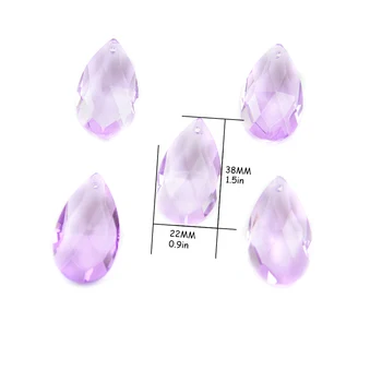 

22mm 38mm 50mm Lilac Pink Teardrop Chandelier Crystal Pendants Prisms Parts Lighting Beads for Wedding Garland Decoration
