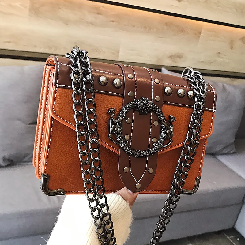 2018 Womens leather crossbody lock bag messenger shoulder rivet Bags handbag 