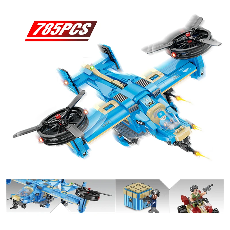

785pcs Military Series Osprey Fighter Building Blocks Model Fit Legoing Army Technic Airplane Set Bricks Toys Gifts for Kids