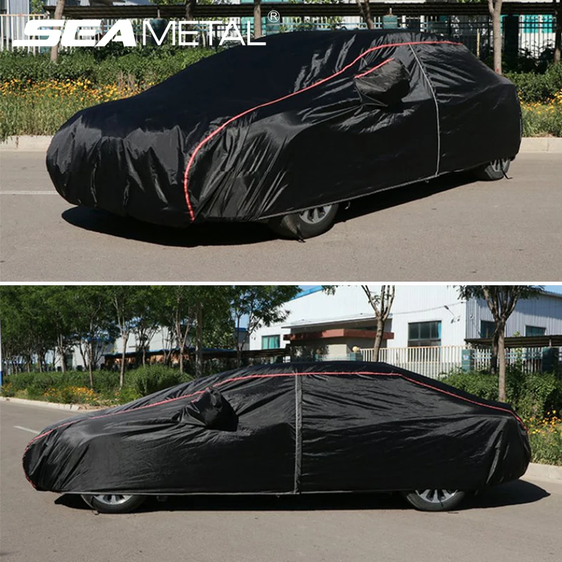 Universal Waterproof Full Car Cover With Windproof Strap Side Zipper