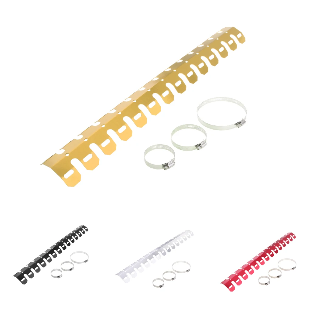 61cm Universal Motorcycle Exhaust Muffler Pipe Leg Protector Heat Shield Cover For All Dirt Bike Racing Aluminum
