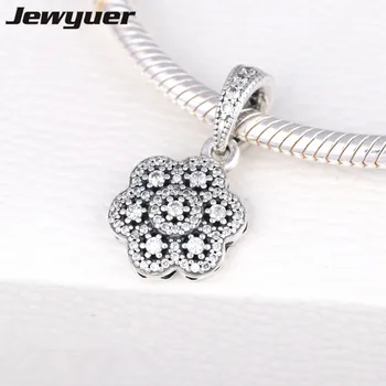 

Christmas snowflake Dangle charms 925 sterling silver fit necklace bracelet pendant diy Christmas gift fine jewelry DA189