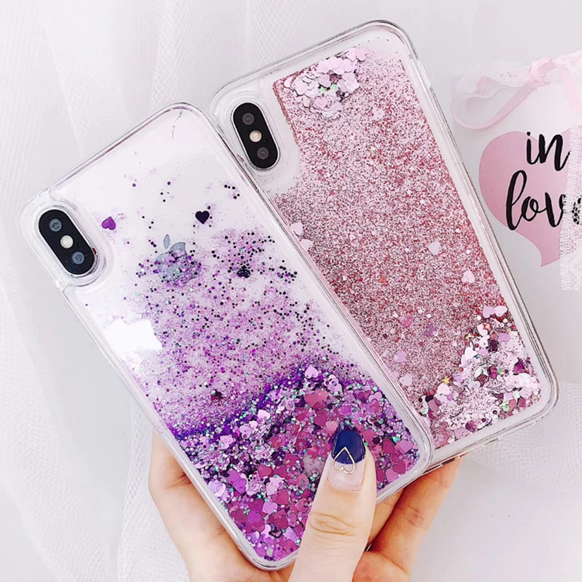Чехол для телефона Iphone X XR XS MAX 5 5S Se 6 6s 7 8 Plus Love Heart жидкие движущиеся пески чехол