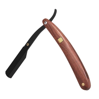 

Stainless Steel Straight Edge Razor Folding Shaver Knife Barber Razor Wooden Handle Facial Hair Eyebrow Beard Shave Shaving Tool
