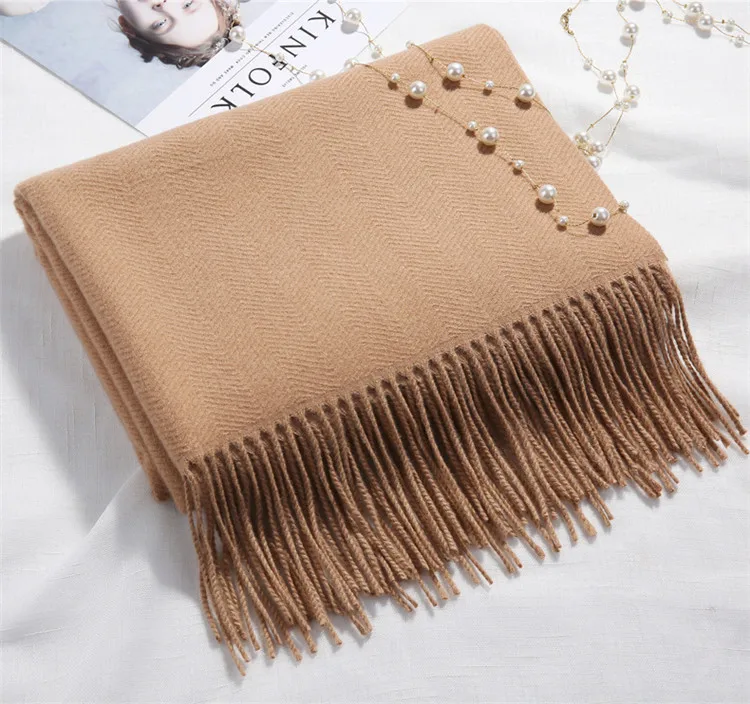 Brands Warm Cashmere Scarf Female Thick Soft Winter Poncho Brown Long Shawl Plaid Wrap For Women Tassel Stoles Lady Wool Scarfs