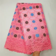 Африканская сухая хлопчатобумажные кружевные ткани высокого качества кружева хлопок швейцарская вуаль кружева в швейцарском нигерийском кружева 5 ярдов/партия