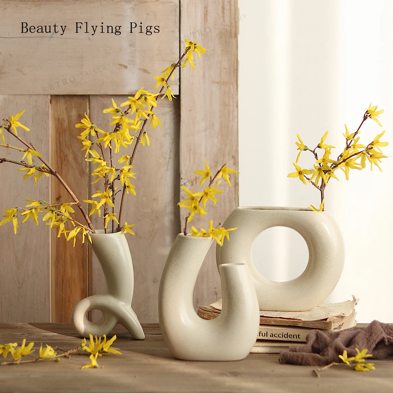 

Direct sales new geometric decorative flower vase minimalist desktop ceramic dried flower arrangement table decoration