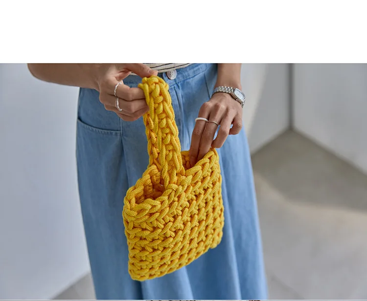 Women Casual Woven Knitted Small Handbag