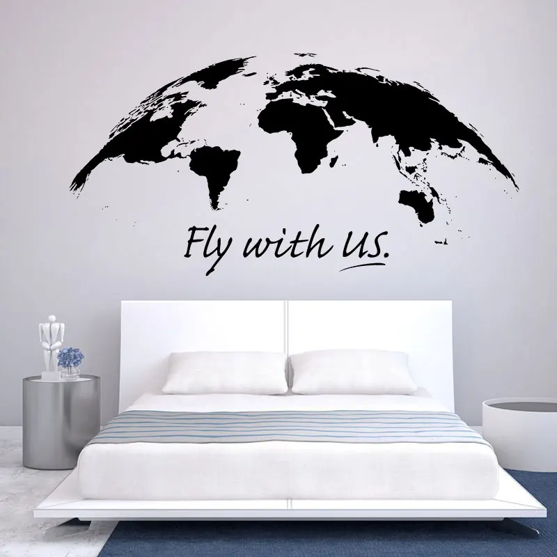 

Travel Agency Decoration-Walk with Us-World Map Wall Decoration-World Map Wall Sticker Art Vinyl Map Decal Office DecorationDT16