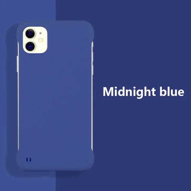 Slim Hard PC Frameless Phone Case For iPhone 13 12 11 Pro Max Mini XR XS X 6 6S 7 8 Plus SE 2 Shockproof Matte Solid Color Cover Midnight blue