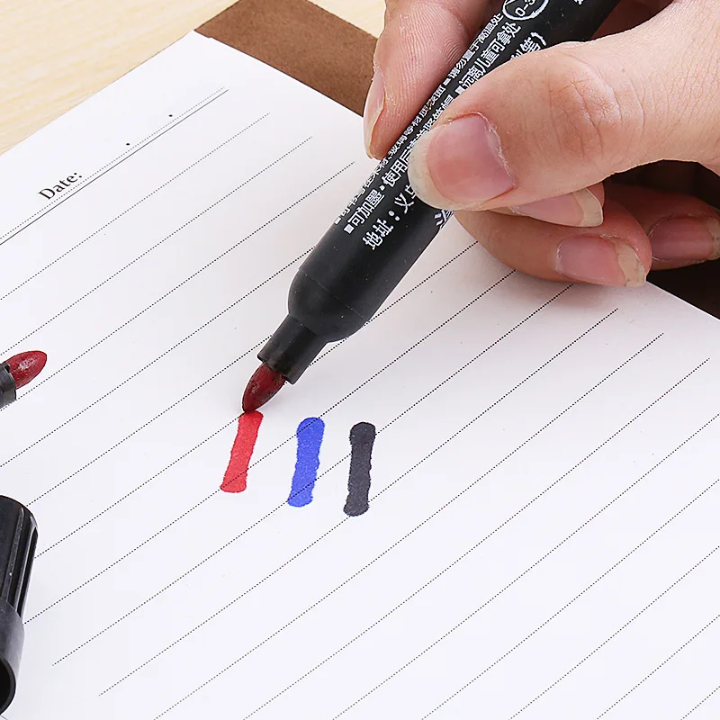 Новинка, черная большая ручка, маслянистый маркер, синяя, красная ручка, водостойкая, не выцветает, не терется, шероховатая ручка, деловая ручка