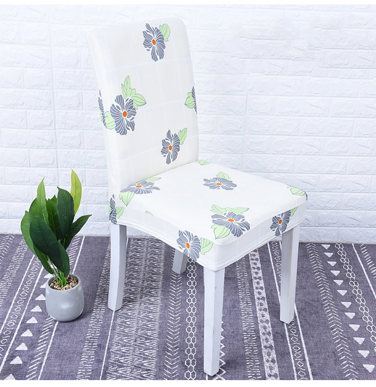 

Butterfly Printing Dining Chair Cover Spandex Elastic Chair Protector Slipcover Removable Dustproof Decorative Seat Case