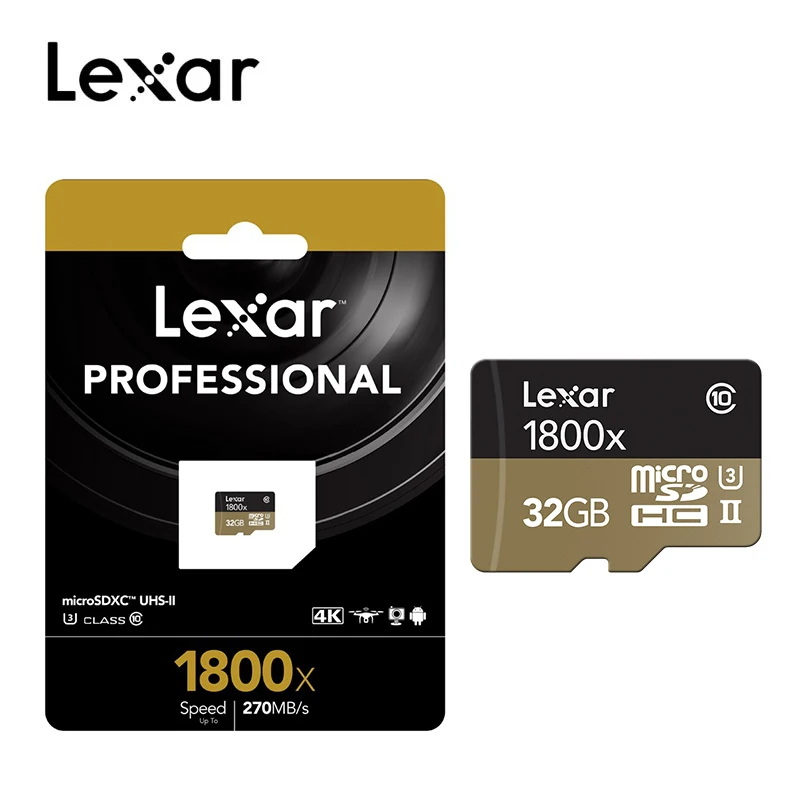 Lexar 1800x карта памяти 32 Гб 64 Гб SDXC высокая скорость 270 м/с UHS-II класс 10 Micro SD карта U3 TF Microsd