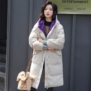 

Long Women Oversize Hooded Corduroy Winter Down Coat Thick Warm Bakery Jacket Cotton Padded Wadded Parkas Wind Breaker Sleeves