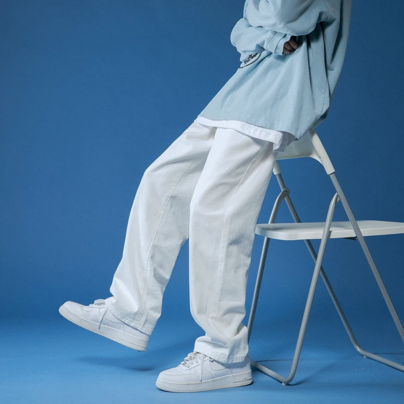 Los hombres de Color Harem Jeans Blanco/Negro hombre coreano sueltos, pantalones de Denim Streetwear Hombre Pantalones casuales pantalones de 6 colores