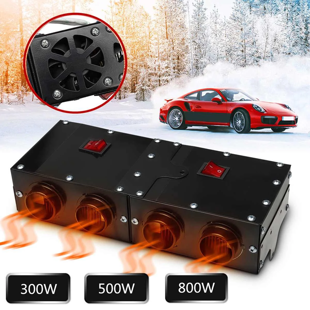 Baratos 800 W 500 W 300 W calentador de automóvil portable Universal 12V Auto Van calentador de aire compacto Defroster coche electrodomésticos
