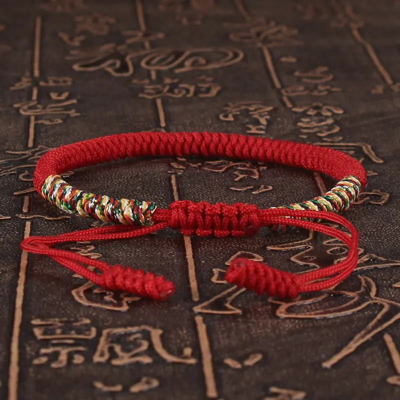 Tibetan Buddhist Lucky Bracelet Unisex Braid Red Thread Rope Adjustable King Kong Knot Bracelets for Womern Men Bangles Jewelry