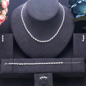

jankelly African 4pcs Bridal Zirconia Jewelry Sets For Women Party, Luxury Dubai Nigeria CZ Crystal Wedding Jewelry Sets