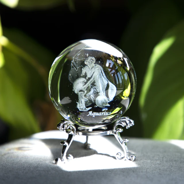 H&D 3D Aquarius Constellation Figurine Teljes Gömb 60 Mm -Es Kristálygömb Lézer Vésett Papírsúlyú Otthoni Művészeti Dekoráció Kézműves (Tiszta) - Image 4