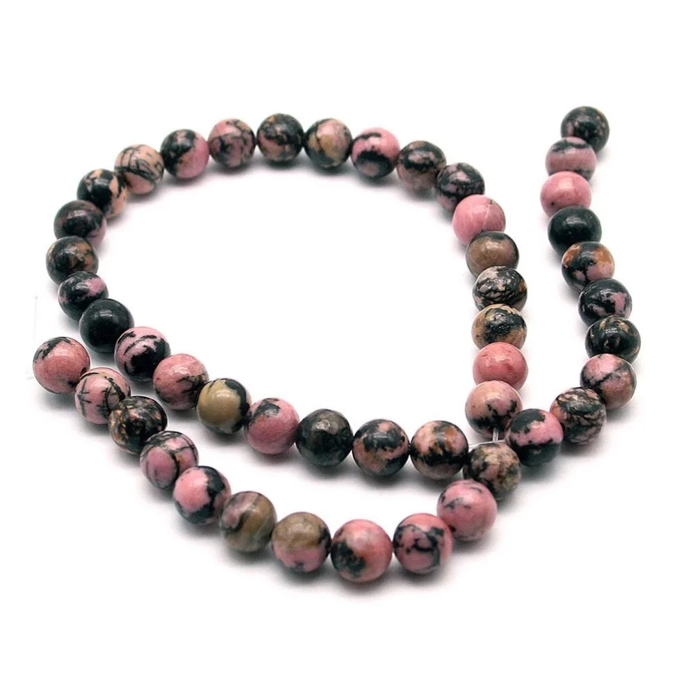 Натуральные бусины из родонита 8 мм Матовый круглый кристалл энергетический