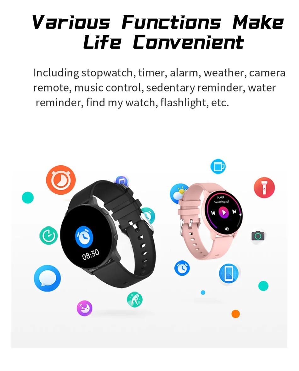 2021 New Ladies Smart Watch Full Touch Screen Sports Fitness watch IP68 waterproof Bluetooth For Android iOS Smartwatch Women